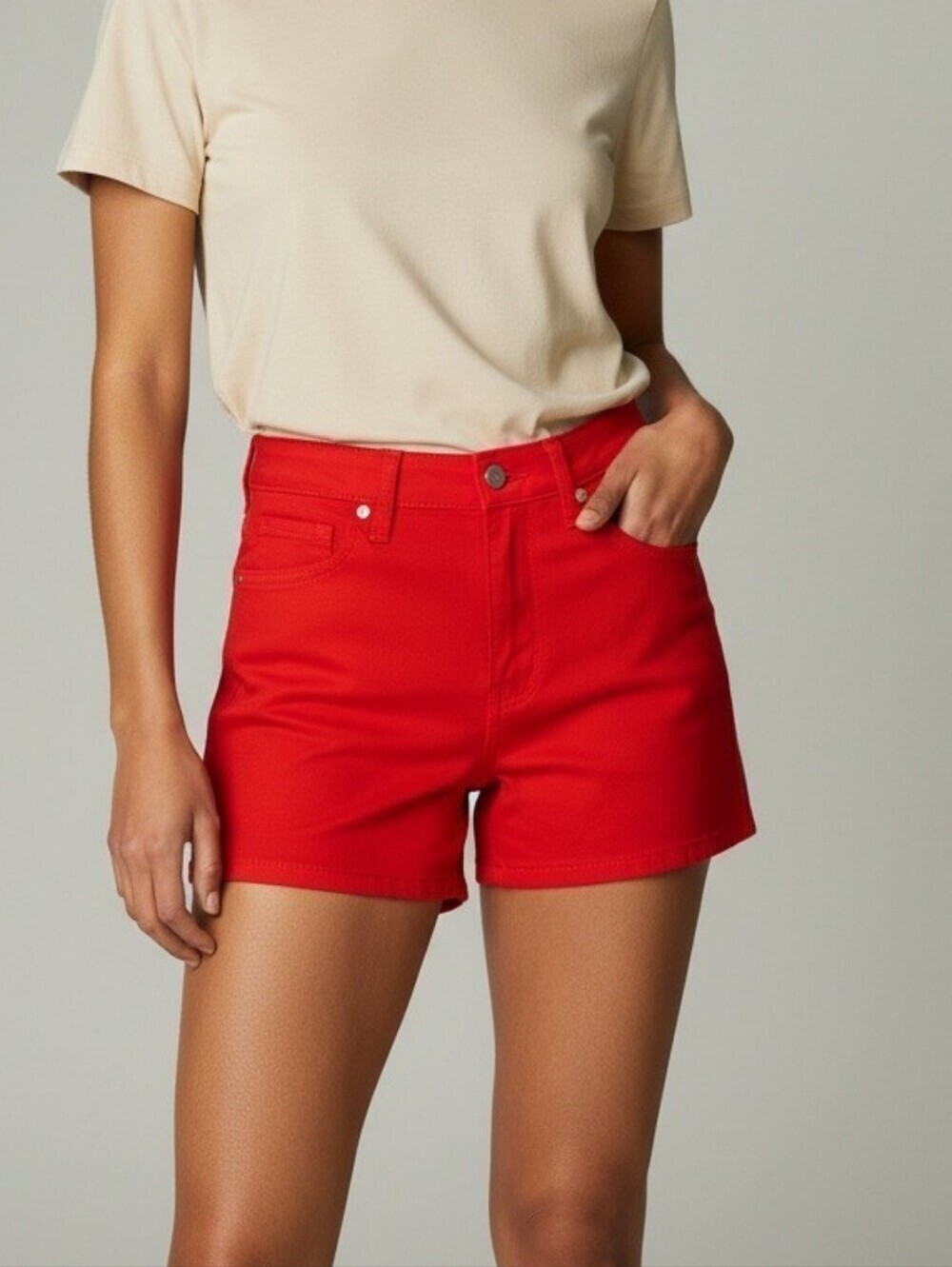 High Rise Vibrant Rich Orange Jean Denim Shorts Colorful Bright Women's Size 4